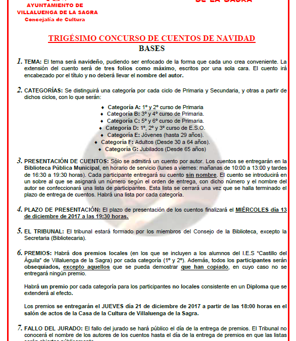 XXX Concurso de Cuentos de Navidad