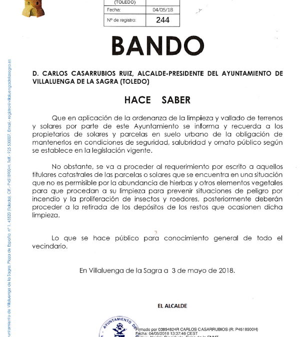 Bando – Limpieza de solares