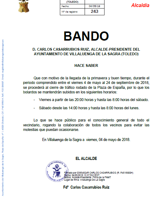 Bando – Corte tráfico en la Plaza de España