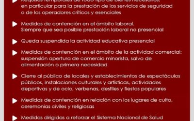 Aviso – Medidas vigentes durante el Estado de Alarma