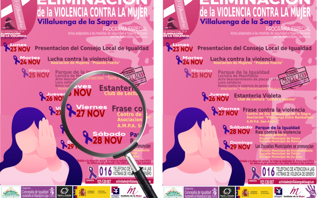 Semana de la Eliminación de la violencia contra la Mujer de Villaluenga de la Sagra – 27 NOVIEMBRE
