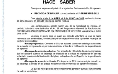 Tasa basura 1º trimestre 2022
