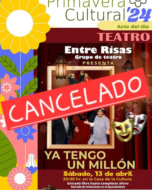 CANCELACIÓN DEL TEATRO PARA EL 13 DE ABRIL.