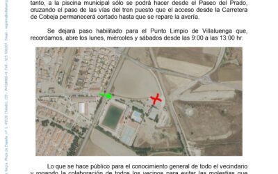 AVISO – ACCESO A LA PISCINA MUNICIPAL